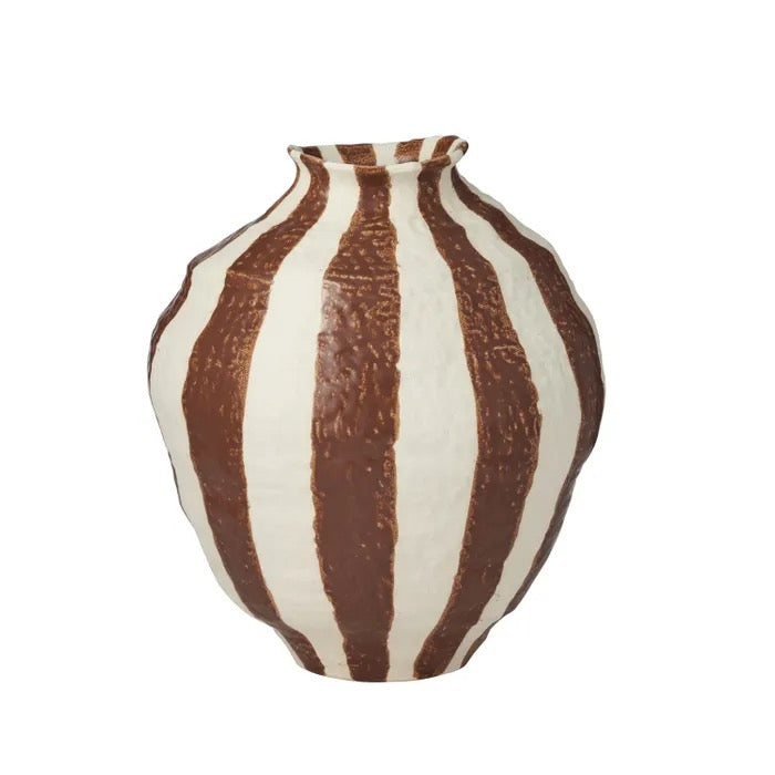 Rayas Ceramic Vase - Tan