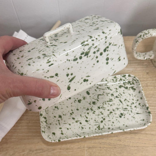 Alba Butter Dish - Green Speckle