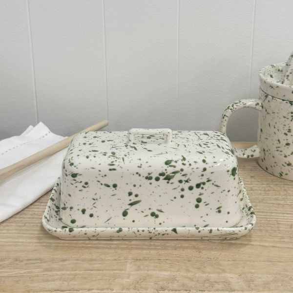 Alba Butter Dish - Green Speckle