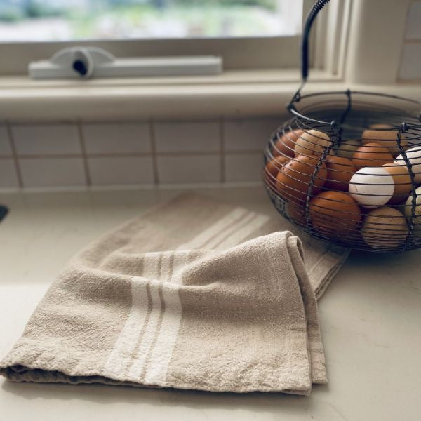 Tea Towel Set/2 - Cream Stripe