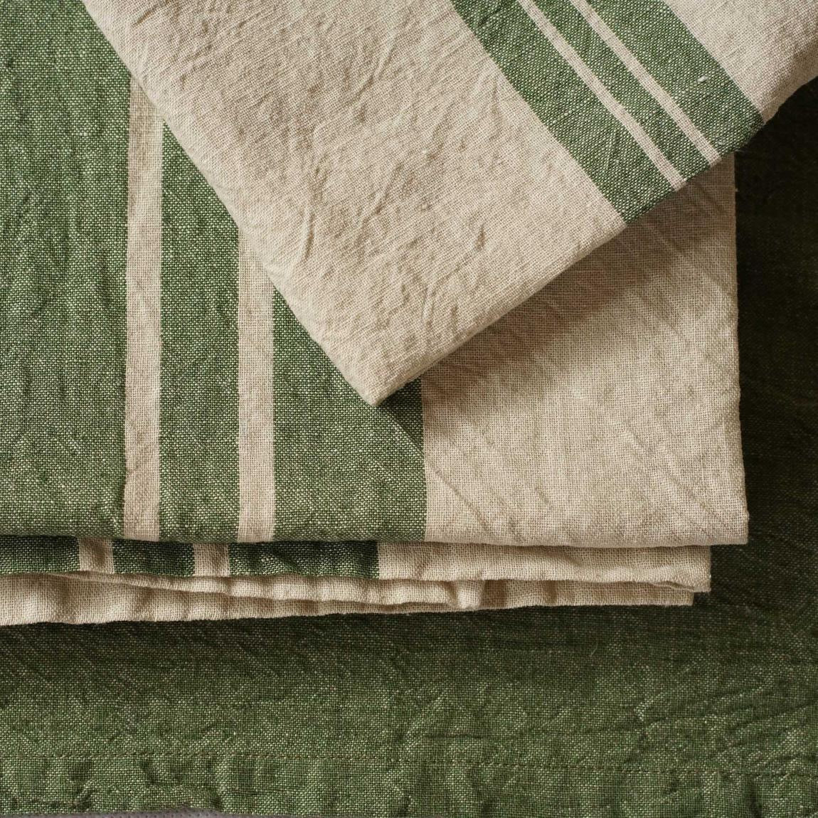 Tea Towel Set/2 - Olive Stripe