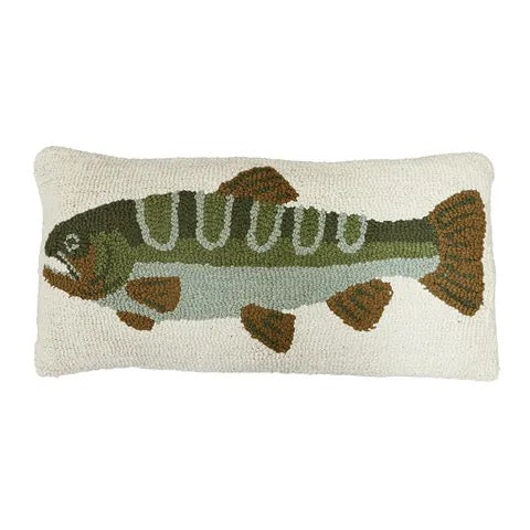 Big Catch Cotton Needlework Cushion - Green