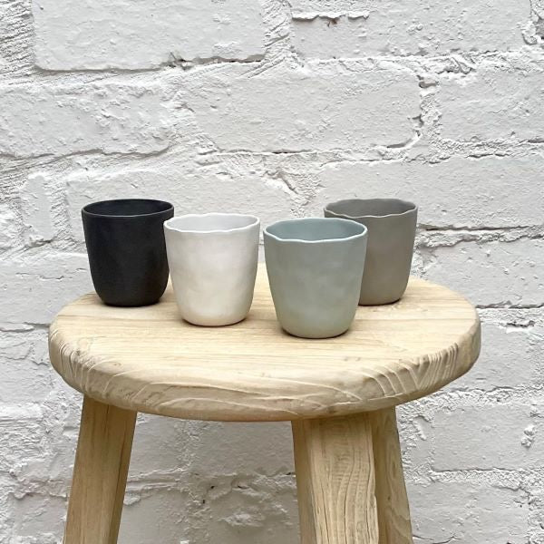 Flax Short Cup - White