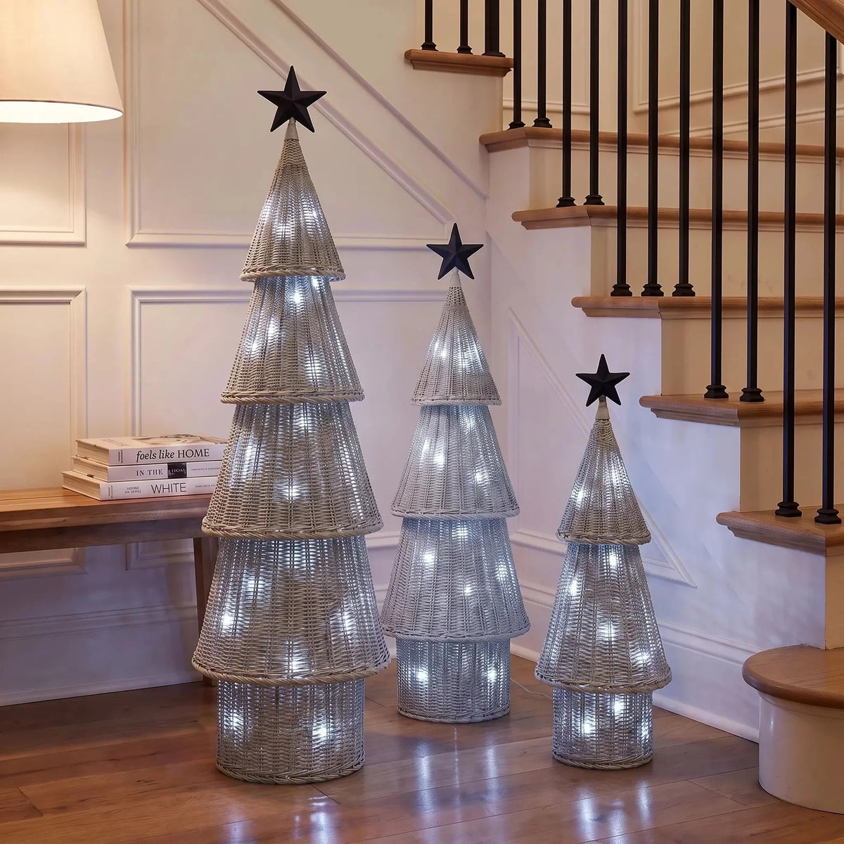 Wicker LED Christmas Tree - Medium - Snow Drop White