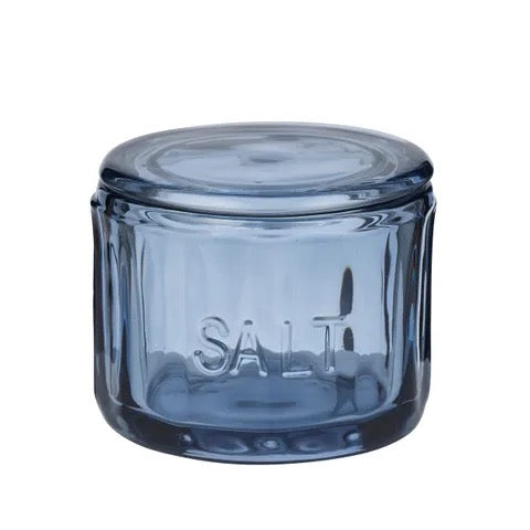 Lia Glass Salt Jar - Denim