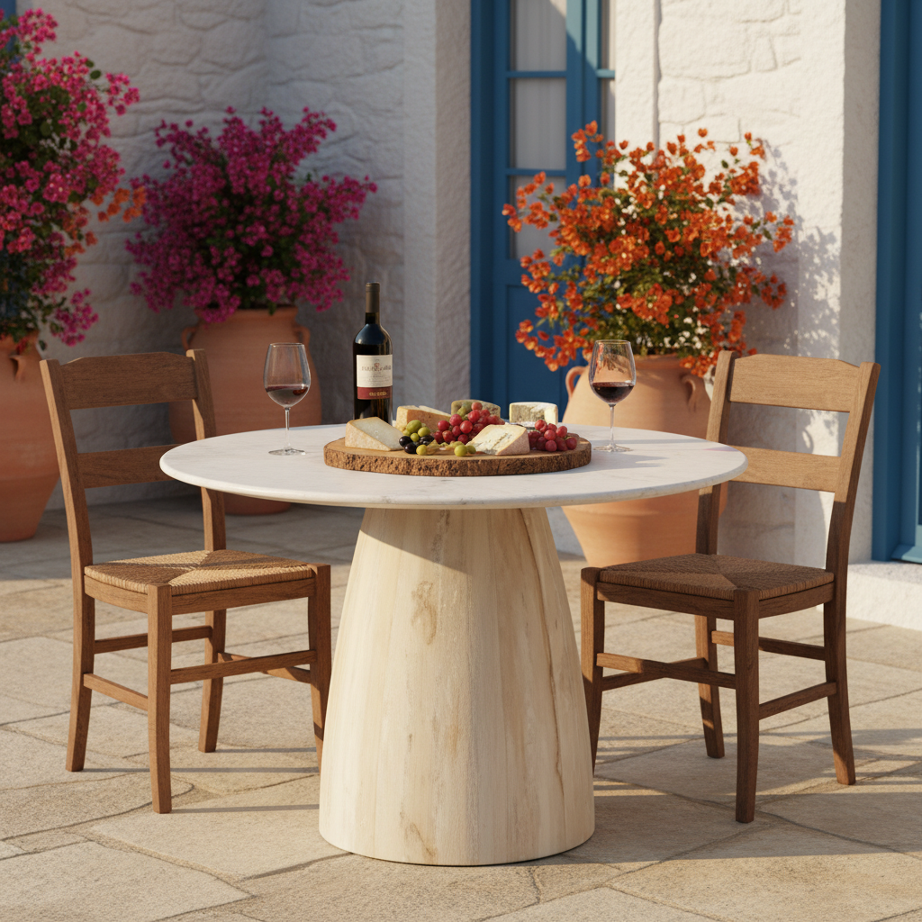 Sia Marble & Wood Dining Table