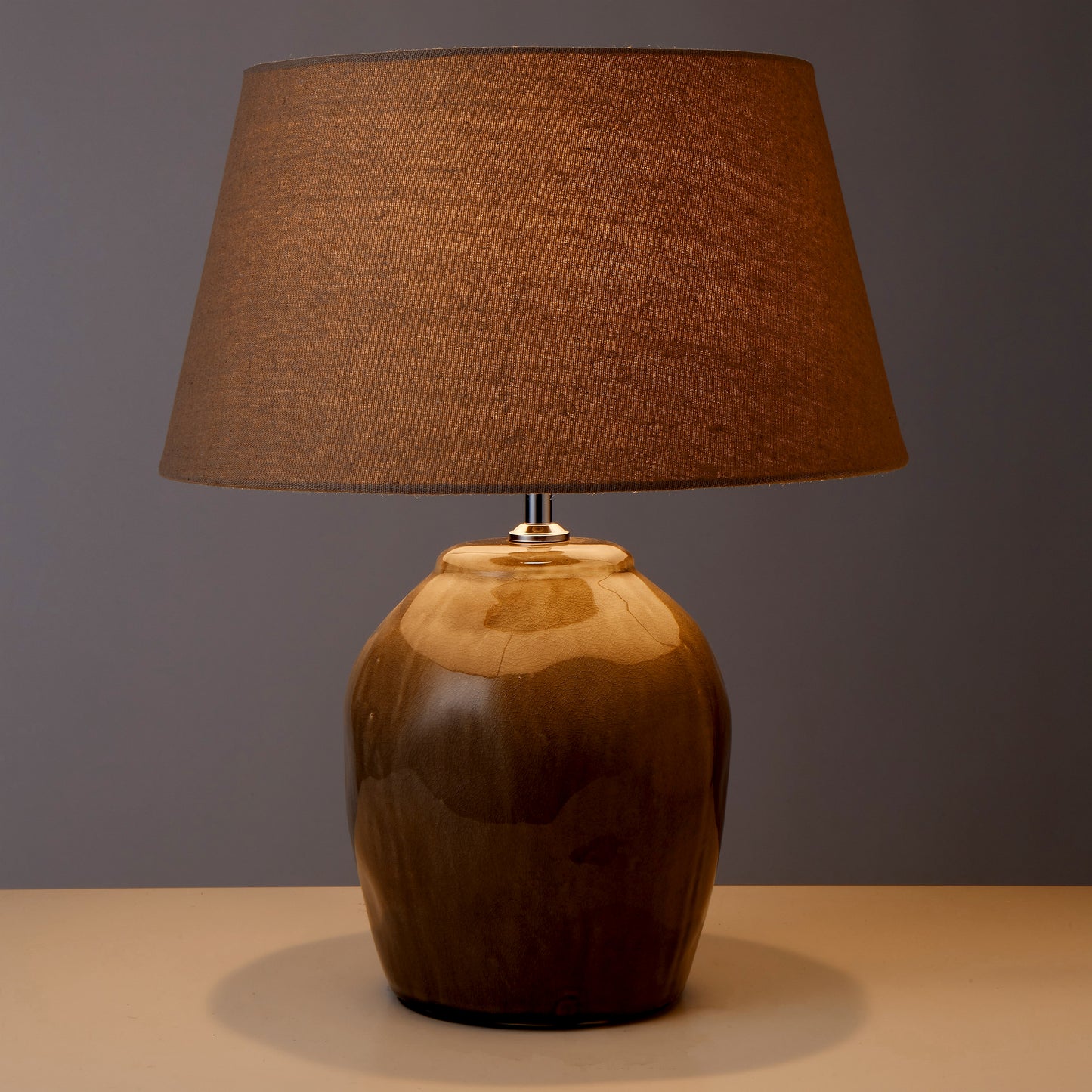 Glossed Ceramic Table Lamp - Grey