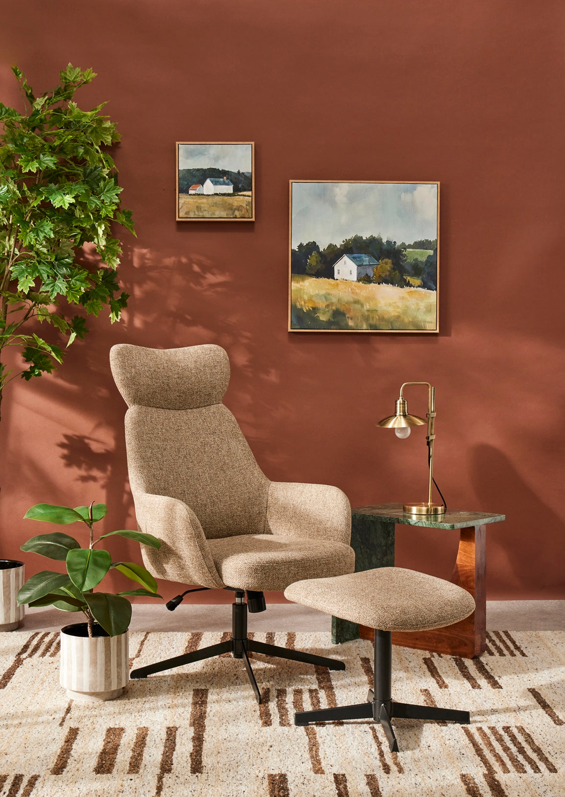 Academy Lewis Adjustable Chair with Footrest - Taupe & Black