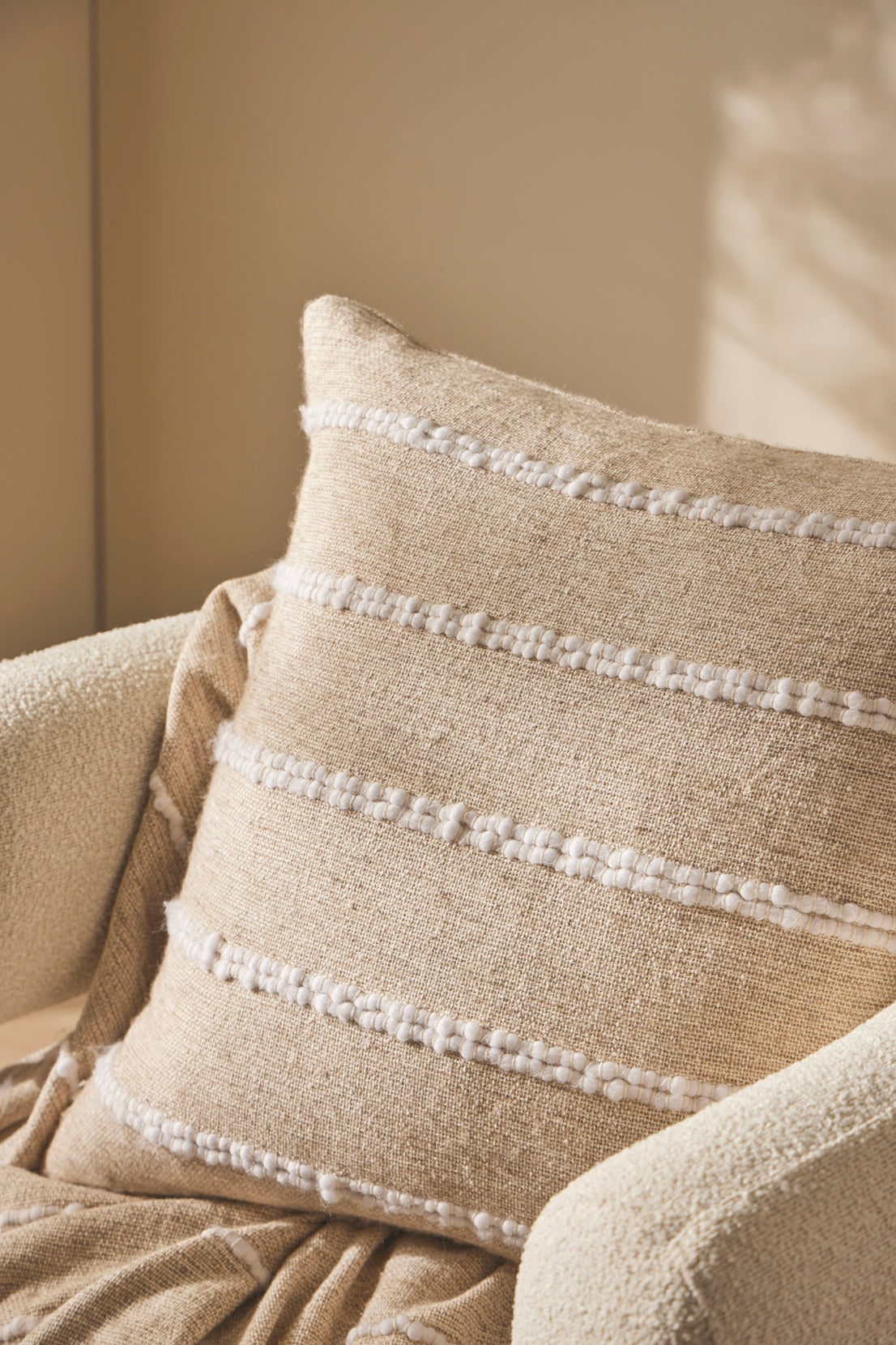Amalfi Darby European Cushion - Natural & White