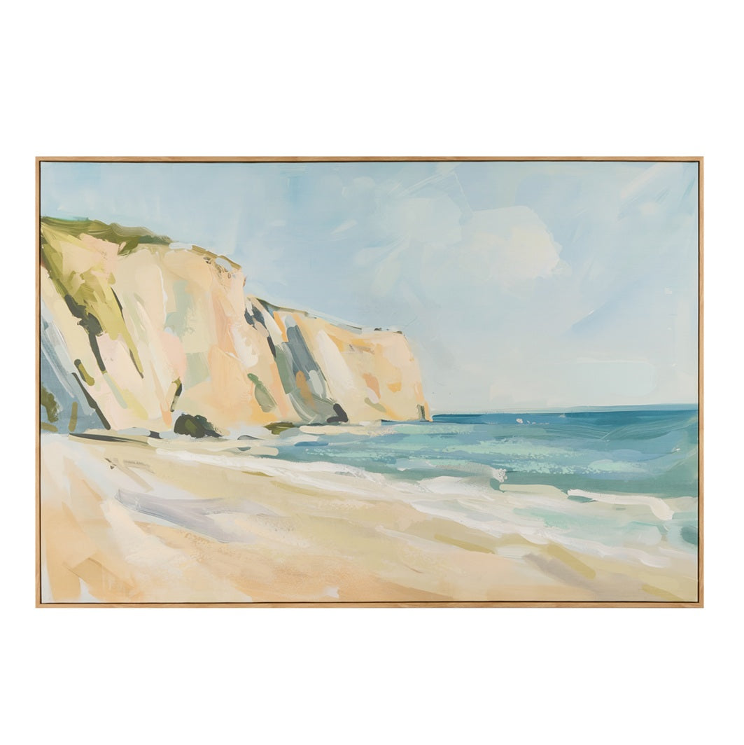 Amalfi Carmel Hand Painted Wall Art - Blue & Natural