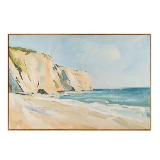 Amalfi Carmel Hand Painted Wall Art - Blue & Natural