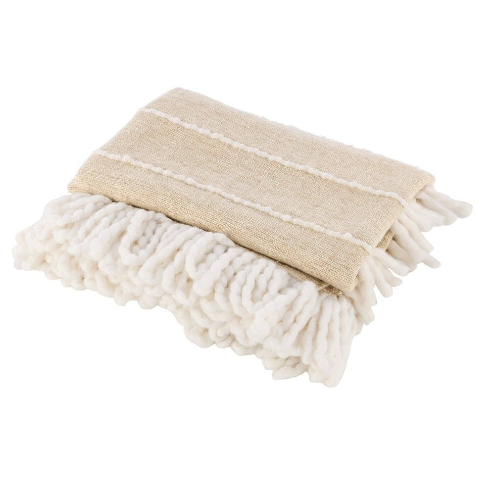 Amalfi Darby Wool Blend Woven Throw - Natural & White
