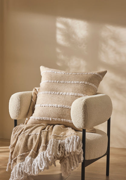 Amalfi Darby Wool Blend Woven Throw - Natural & White