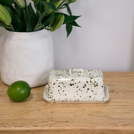 Alba Butter Dish - Green Speckle