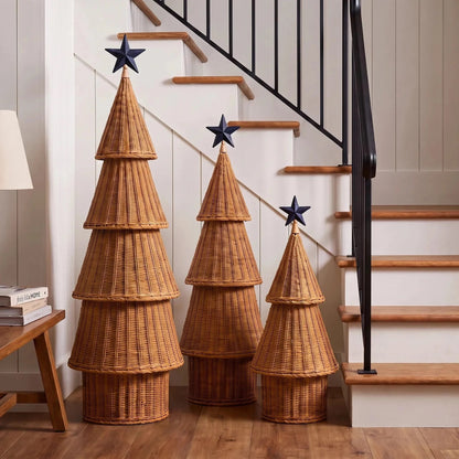Wicker LED Christmas Tree - Medium - Pine Bark Natural