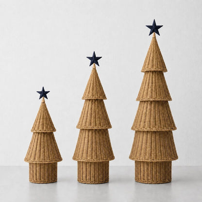 Wicker LED Christmas Tree - XL - Pine Bark Natural