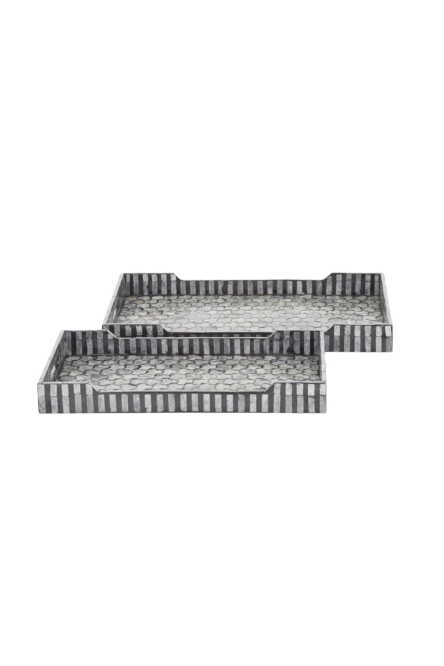 Capiz Shell Inlay Tray Set/2 - Grey & Black