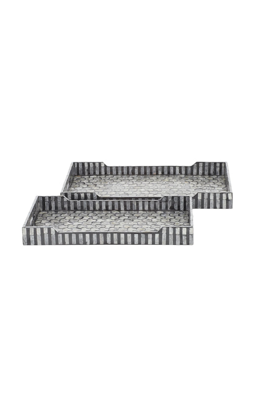 Capiz Shell Inlay Tray Set/2 - Grey & Black