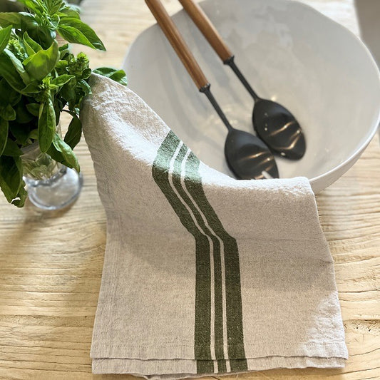 Tea Towel Set/2 - Olive Stripe