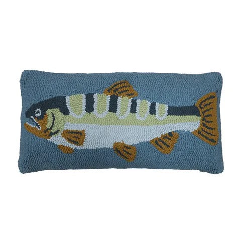 Big Catch Cotton Needlework Cushion - Blue