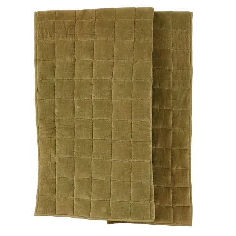 Vera Quilted Velvet Throw - Olive