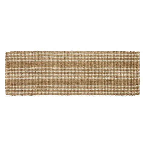Julien Heavy Jute Floor Runner Rug - White & Natural
