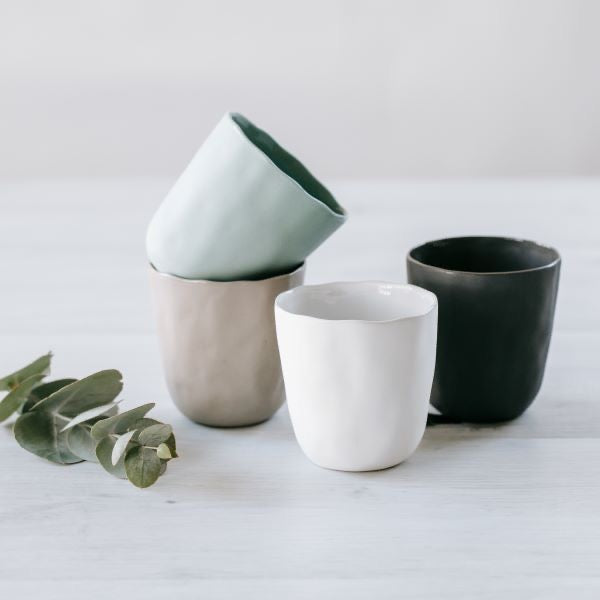 Flax  Short Cup - White
