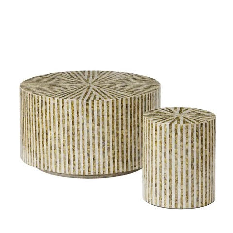 Salerno Set/2 Inlay Tables - Olive