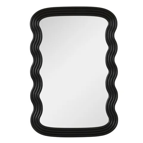 Canal Wood Wave Mirror - Black