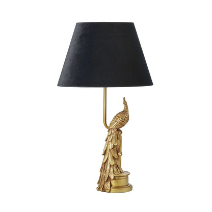 Peacock Table Lamp - Bronze & Black