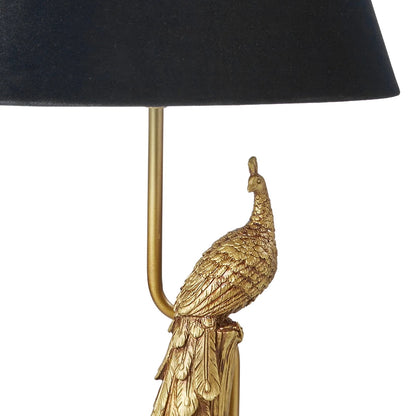 Peacock Table Lamp - Bronze & Black