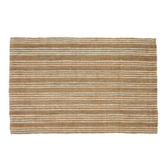Julien Heavy Jute Floor Rug - Natural & White
