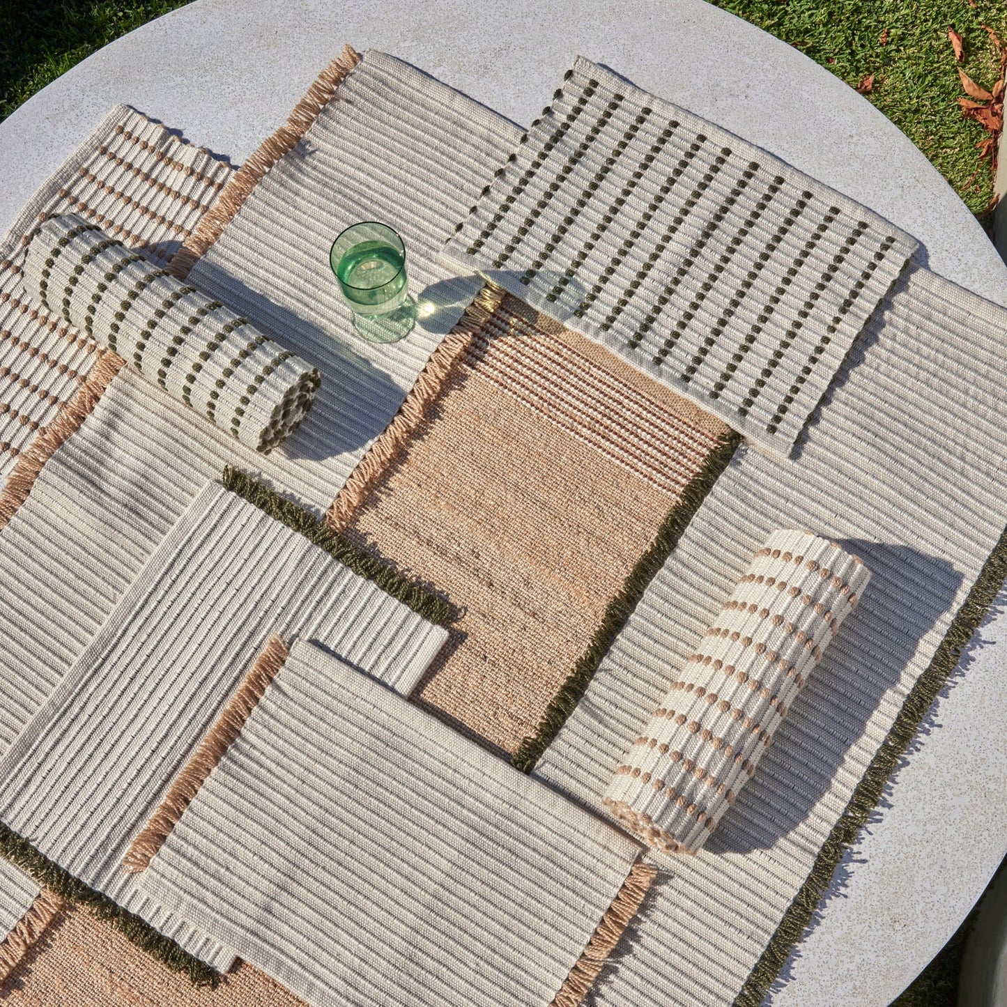 Isla Fringe Table Runner - Green