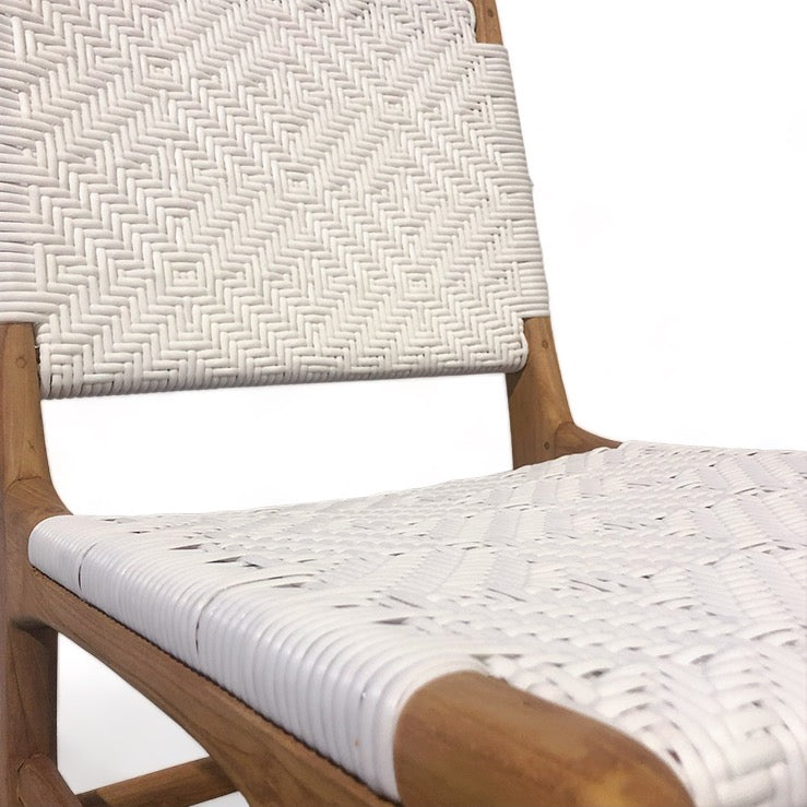 Teak & Synthetic Weave Dining Chair - White