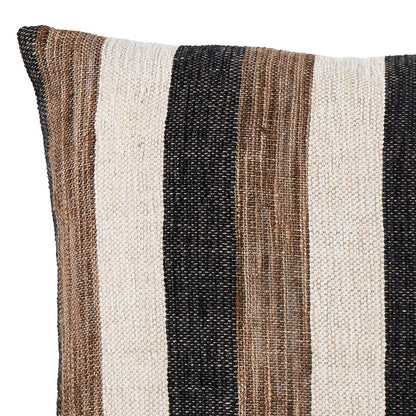 Tulum Cabana Stripe Cushion - Black/Brown/Ivory