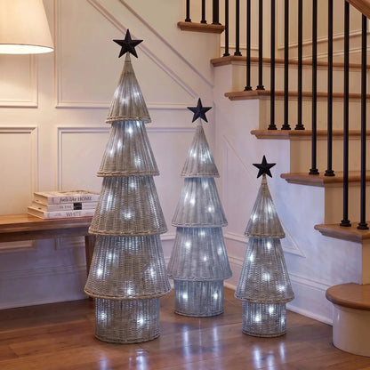 Wicker LED Christmas Tree - Medium - Snow Drop White