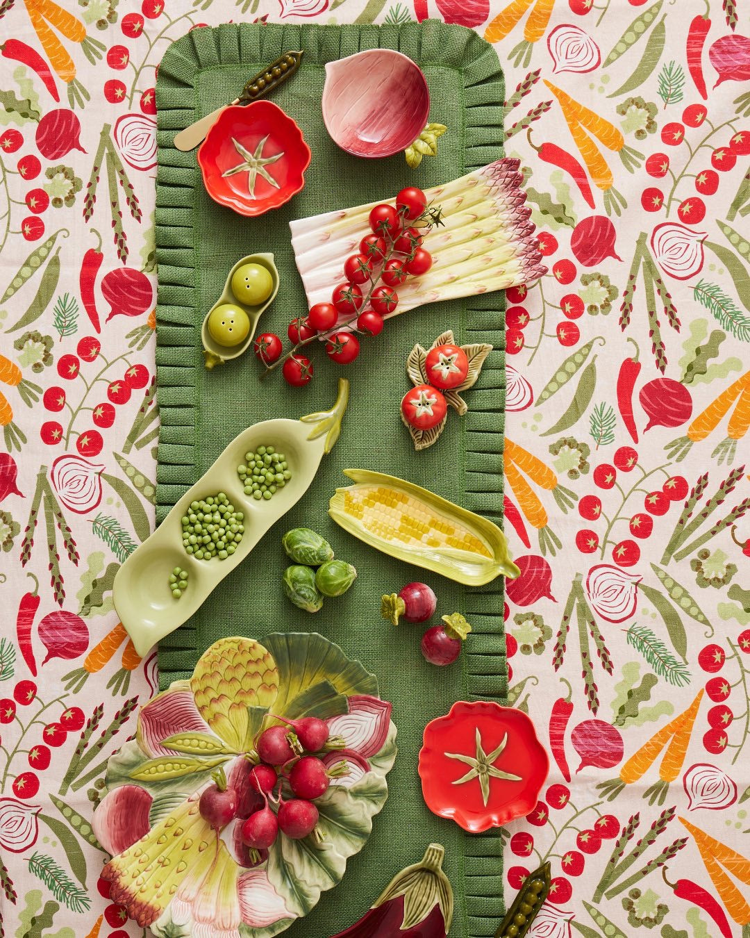 Pleat Jute Table Runner - Green
