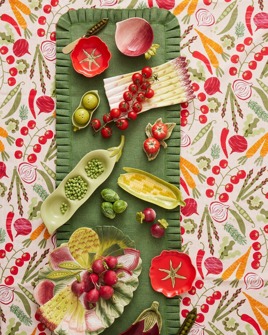 Pleat Jute Table Runner - Green