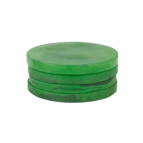 Kip Resin Set/4 Coasters - Emerald