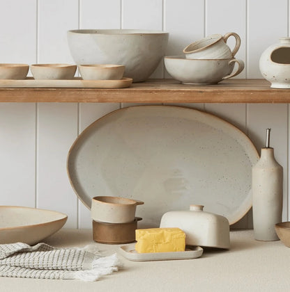 Francis Ceramic Butter Dish - Natural/Ivory