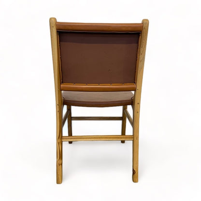 Teak & Leather Dining Chair - Tan