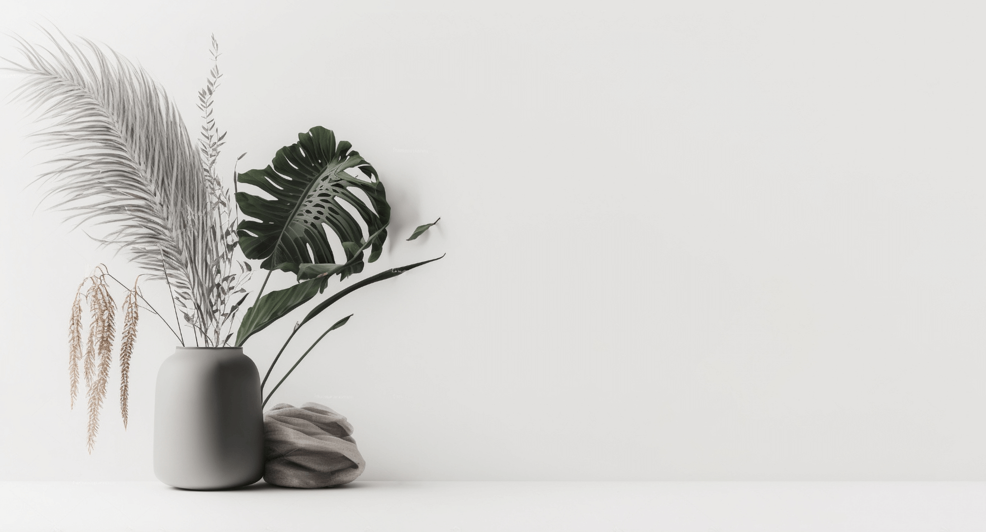 minimalist-vase-with-dried-and-tropical-leaves