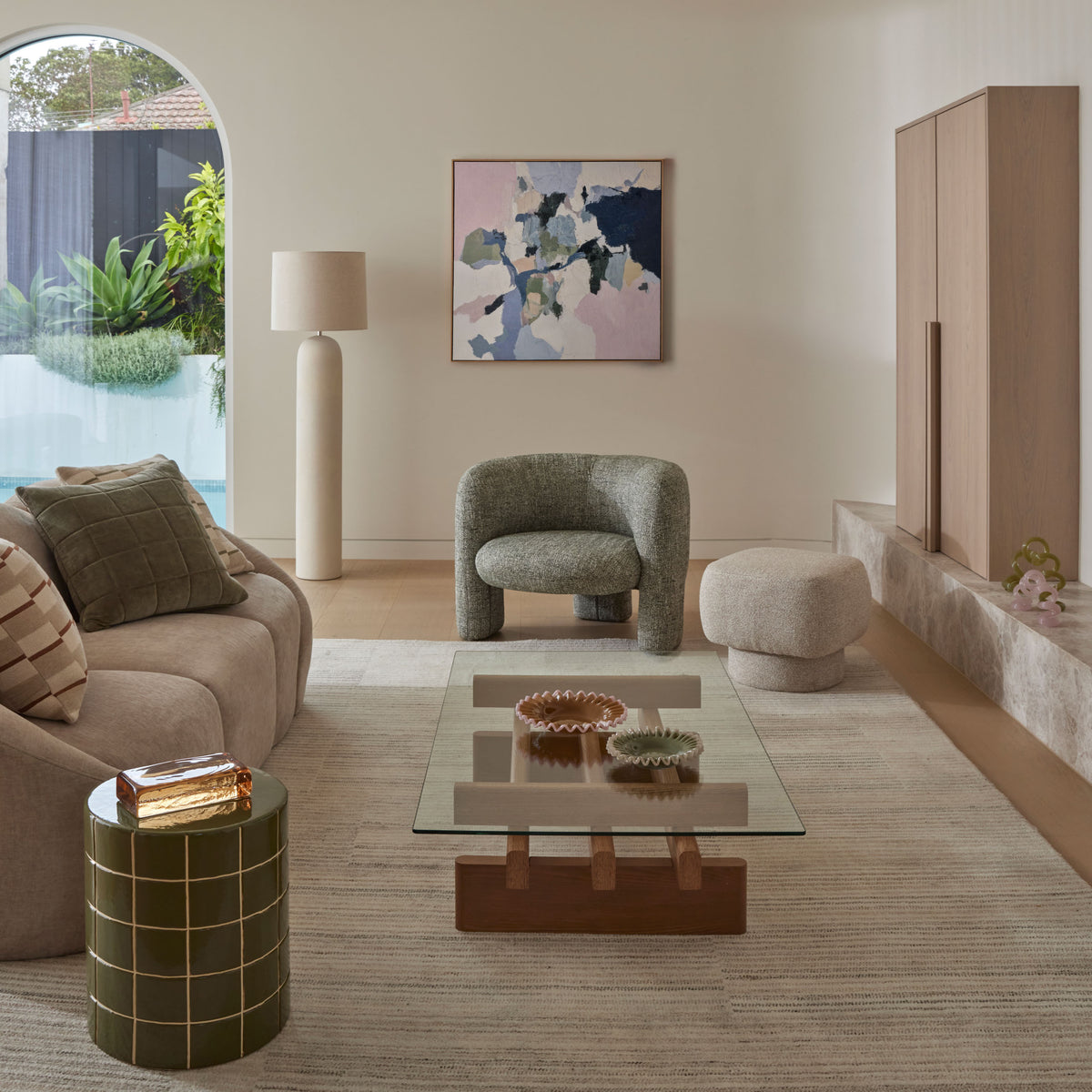Hugo Side Table - Green & Off White