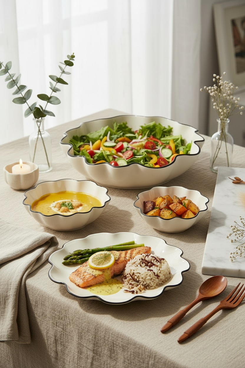 Winslow Ceramic Tableware - Ivory & Black