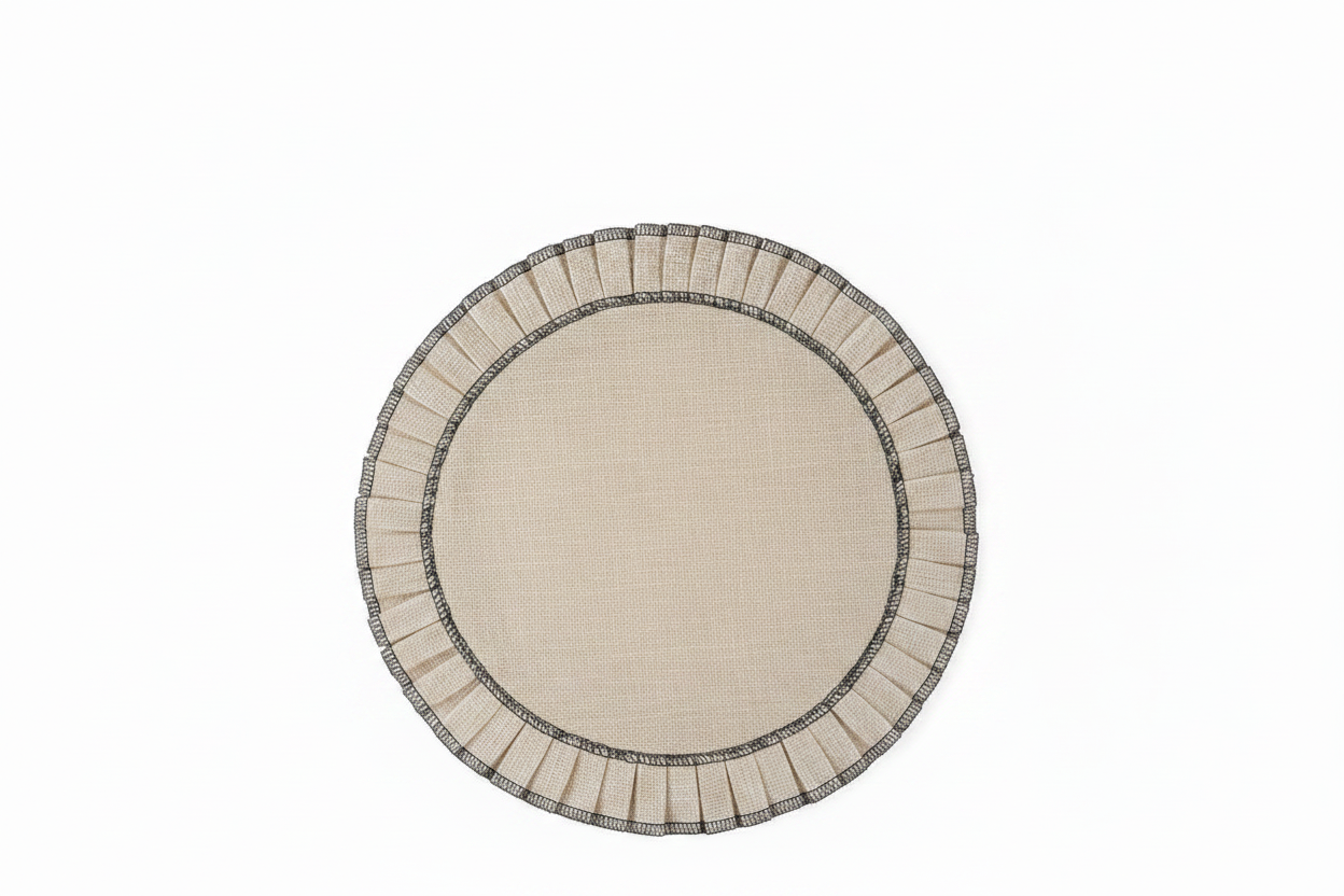 Pleat Jute Placemat - Ivory/Black
